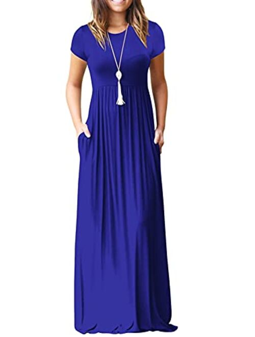 GRECERELLE Women's Long Sleeve Loose Plain Maxi Dresses Casual Long Dresses with Pockets