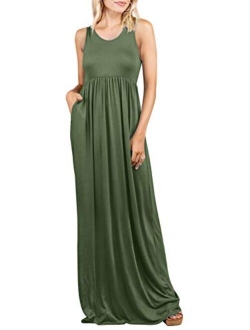 Amoretu Womens Casual Long Sleeve Off Shoulder Maxi Long Dress with Pocket