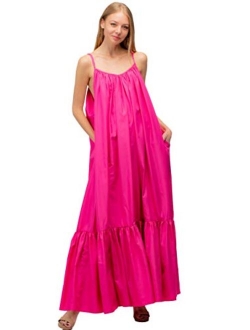 Tov Elegance A-Line Spaghetti Strap Flowy Maxi Rideau Dress