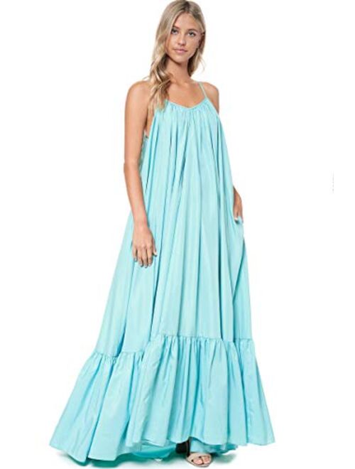 Tov Elegance A-Line Spaghetti Strap Flowy Maxi Rideau Dress