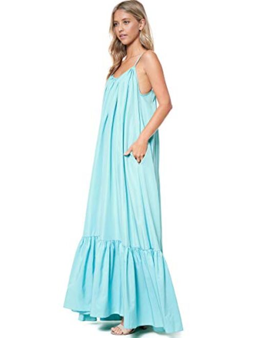 Tov Elegance A-Line Spaghetti Strap Flowy Maxi Rideau Dress