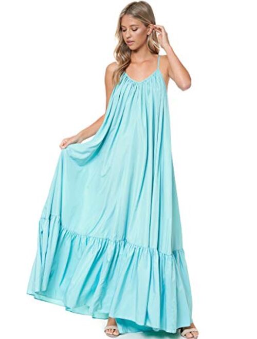 Tov Elegance A-Line Spaghetti Strap Flowy Maxi Rideau Dress