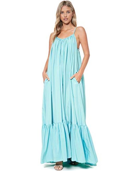 Tov Elegance A-Line Spaghetti Strap Flowy Maxi Rideau Dress