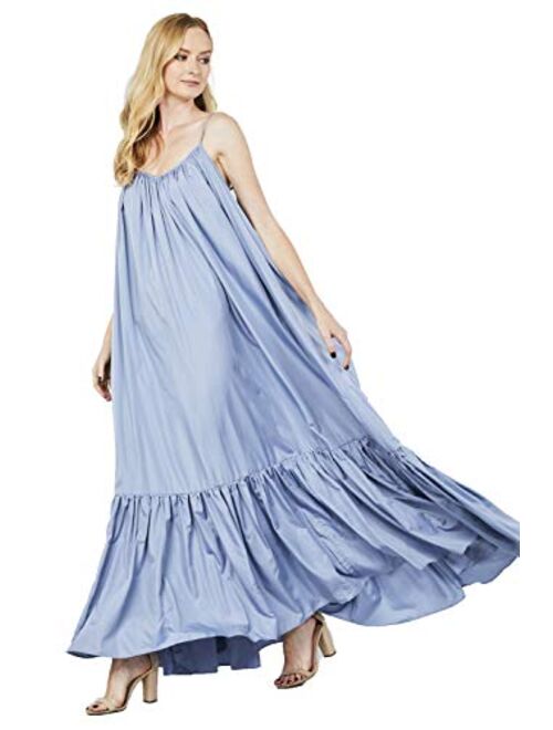 Tov Elegance A-Line Spaghetti Strap Flowy Maxi Rideau Dress