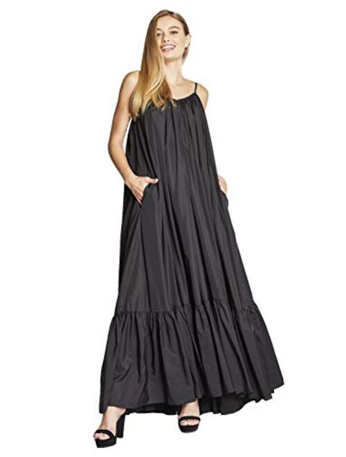 Tov Elegance A-Line Spaghetti Strap Flowy Maxi Rideau Dress