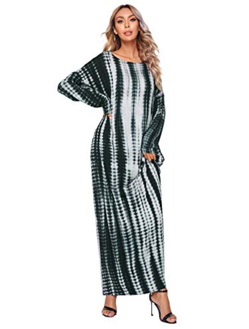 Verdusa Women's Long Sleeve Pocketed Loose Long Lounge Maxi Dress