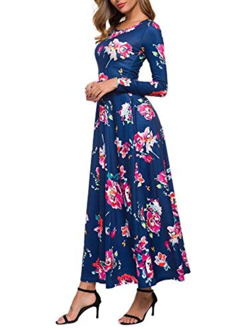 ZABERRY Women's Short Sleeve Round Neck Casual Summer Flowy Maxi Dresses with Pockets