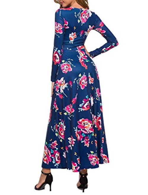 ZABERRY Women's Short Sleeve Round Neck Casual Summer Flowy Maxi Dresses with Pockets