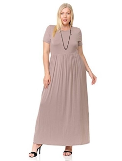 Pastel by Vivienne Women's Short Sleeve Maxi Dress with Pockets in Plus Size