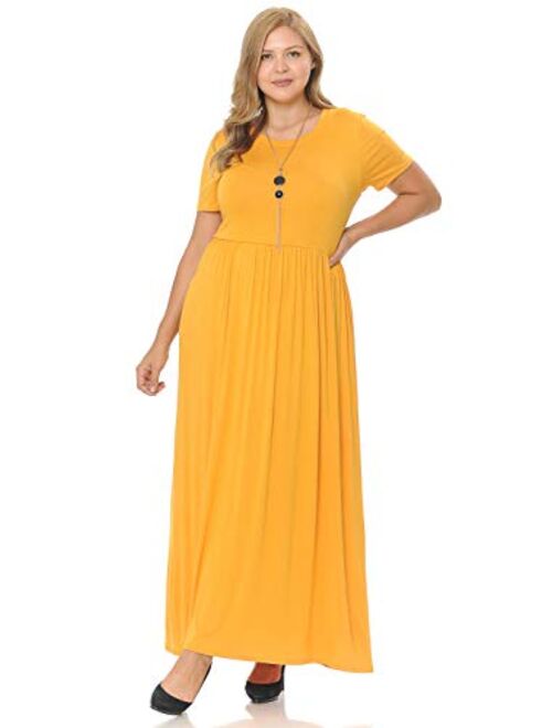 Pastel by Vivienne Women's Short Sleeve Maxi Dress with Pockets in Plus Size