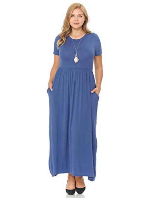 Pastel by Vivienne Women's Short Sleeve Maxi Dress with Pockets in Plus Size