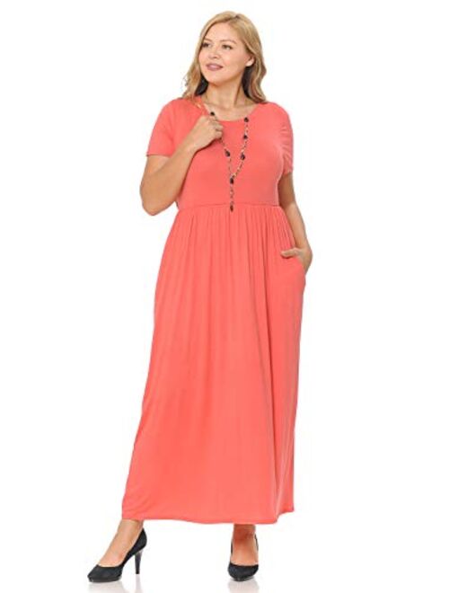 Pastel by Vivienne Women's Short Sleeve Maxi Dress with Pockets in Plus Size