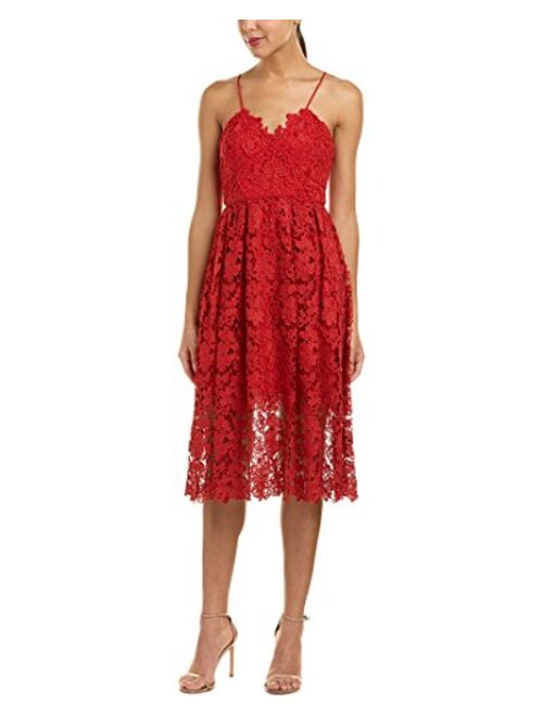 Donna Morgan Women's Chemical Lace Spaghetti Strap Midi Dress