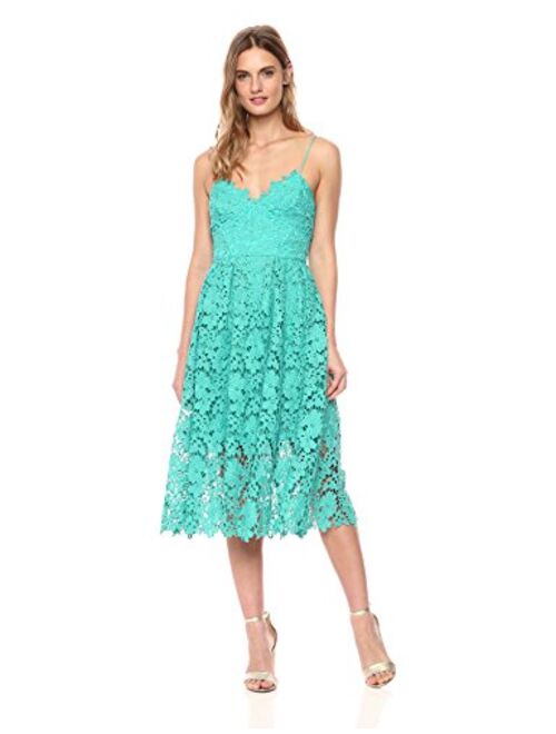 Donna Morgan Women's Chemical Lace Spaghetti Strap Midi Dress