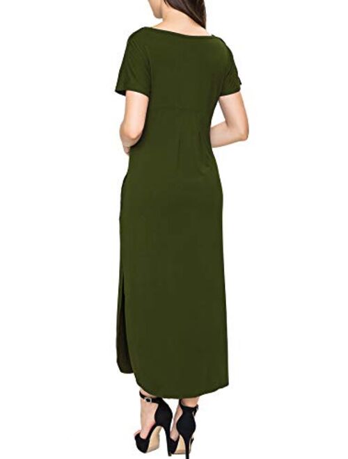 Smallshow Women's Maternity Nursing Dresses Split Long Dress for Breastfeeding