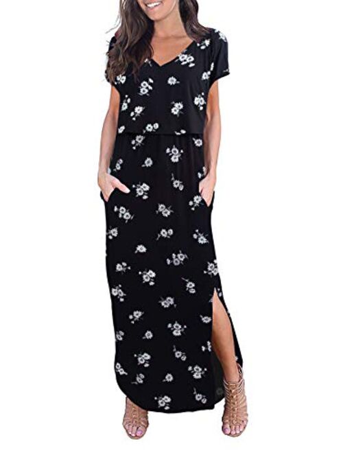 Smallshow Women's Maternity Nursing Dresses Split Long Dress for Breastfeeding