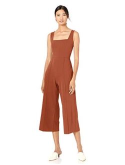 Women's Square Neck Crepe Sleeveless Cropped Jumpsuit