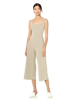 Women's Square Neck Crepe Sleeveless Cropped Jumpsuit