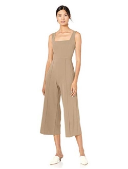 Women's Square Neck Crepe Sleeveless Cropped Jumpsuit