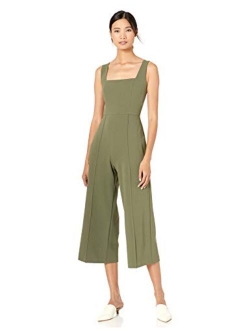 Women's Square Neck Crepe Sleeveless Cropped Jumpsuit