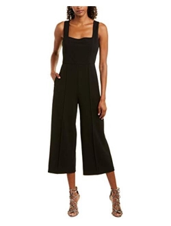 Women's Square Neck Crepe Sleeveless Cropped Jumpsuit