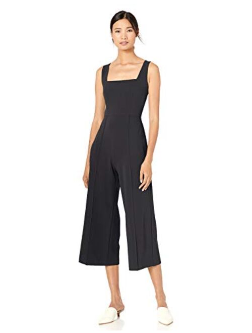 Donna Morgan Women's Square Neck Crepe Sleeveless Cropped Jumpsuit