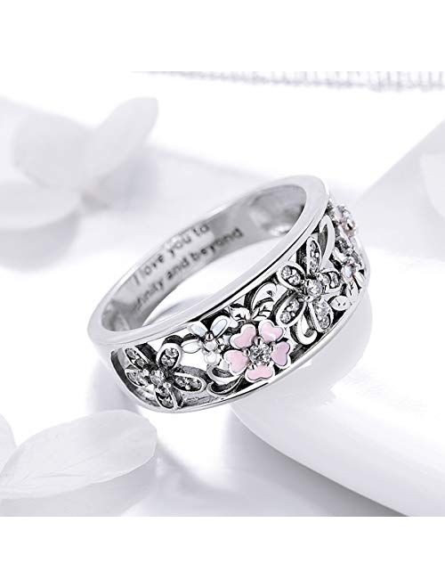 BAMOER Sterling Silver Rings Flower Rings for Women Engagement Wedding Rings for Women Size 6 7 8