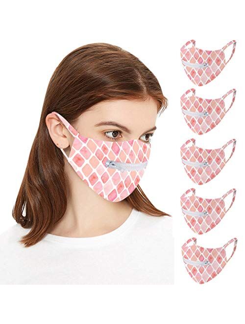 Washable Reusable Face Cover with with Zipper for Drinking, Mouth Cover Balaclavas for Bike Cycling