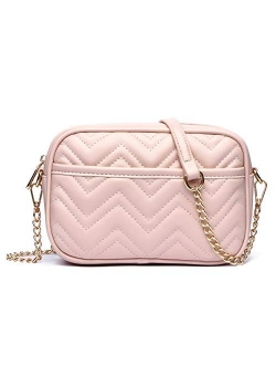 Quilted Crossbody Bags for women,Black Small Trendy Design Shoulder Handbags Purse With Metal Chain Strap