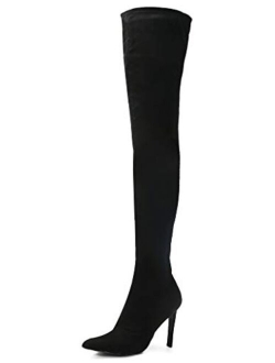 Jiu du Women's Sexy Comfy Over The Knee Thigh High Stretch Stiletto High Heel Boots