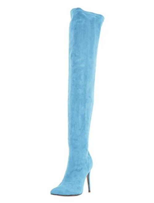 Jiu du Women's Sexy Comfy Over The Knee Thigh High Stretch Stiletto High Heel Boots