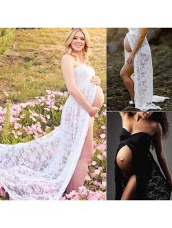Pregnant Women Front Split Long Maxi Maternity Dress Gown Photo Photography Prop