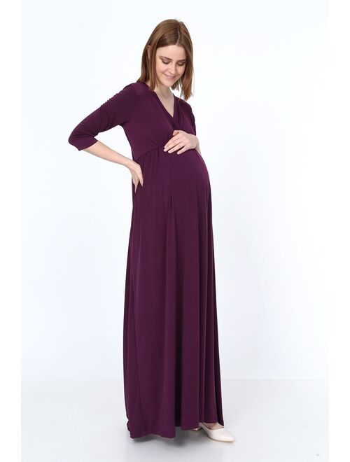 LVMA5215 - Women's Wraped Ruched Maternity Dress