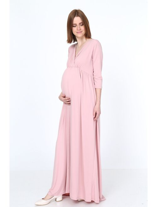 LVMA5215 - Women's Wraped Ruched Maternity Dress