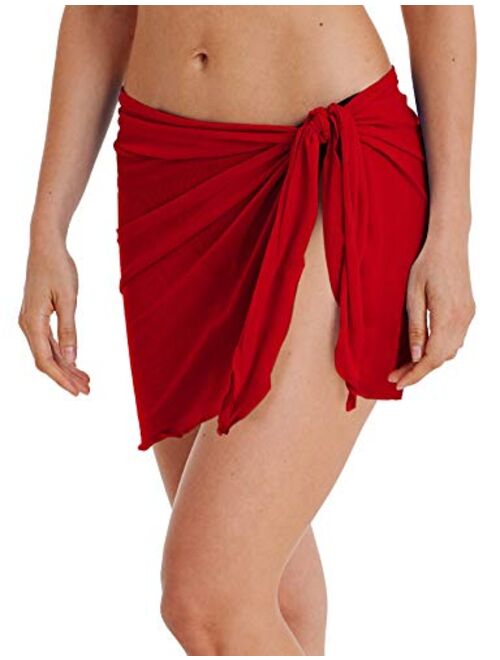 ChinFun Women's Mesh Beach Sarong Waist Wrap Bikini Sheer Cover up Pareo Canga Swimsuit Mini/Short/Long Skirts