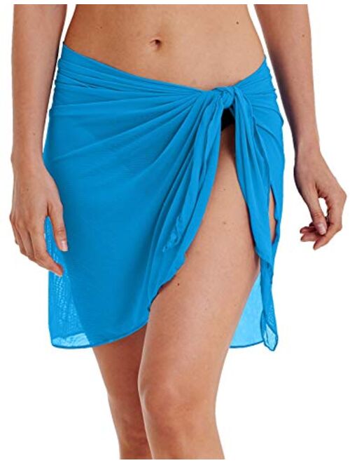 ChinFun Women's Mesh Beach Sarong Waist Wrap Bikini Sheer Cover up Pareo Canga Swimsuit Mini/Short/Long Skirts