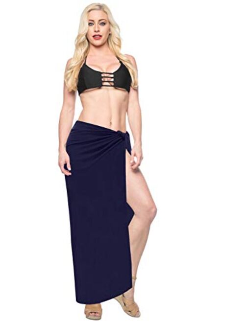 LA LEELA Womens One Size Swimwear Pareo Sarong Bikini Coverups Wrap Embroidered