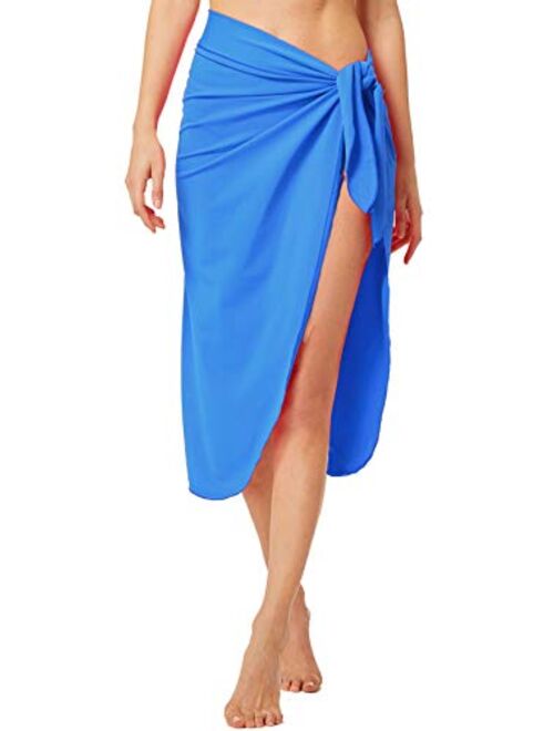 ChinFun Women's Beach Cover Up Luxury Nylon Spandex Sarong Dress Pareo Knee Length Bathing Suit Swimming Waist Wrap