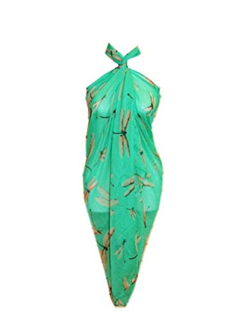 Scarf_tradinginc Floral Dragonfly Bird Pareo Sarong Swimsuite Cover up