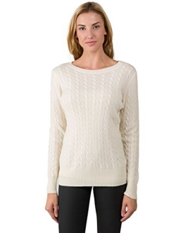 JENNIE LIU J CASHMERE Women's 100% Cashmere Long Sleeve Pullover Crew Neck Sweater