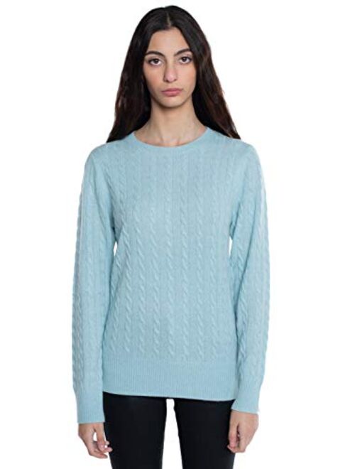 JENNIE LIU J CASHMERE Women's 100% Cashmere Long Sleeve Pullover Crew Neck Sweater