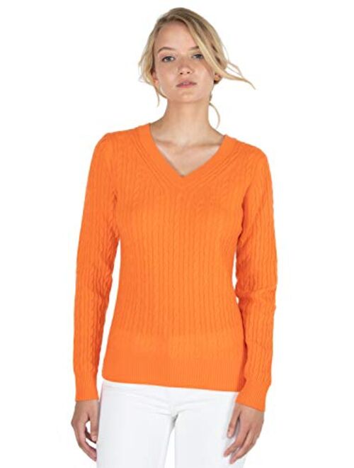 JENNIE LIU J CASHMERE Women's 100% Cashmere Long Sleeve Pullover Crew Neck Sweater