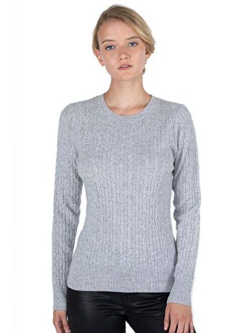 JENNIE LIU J CASHMERE Women's 100% Cashmere Long Sleeve Pullover Crew Neck Sweater