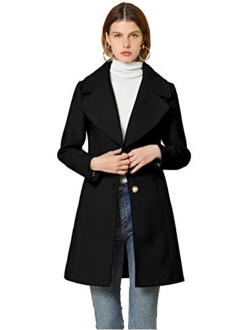 Women's Elegant Notched Lapel Button Single Breasted Winter Coat