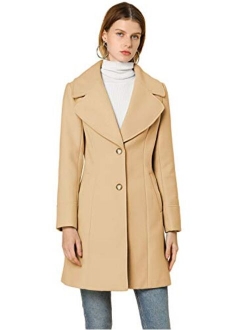 Women's Elegant Notched Lapel Button Single Breasted Winter Coat