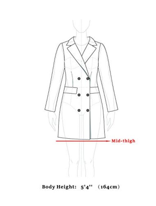 Allegra K Women's Elegant Notched Lapel Button Single Breasted Winter Coat