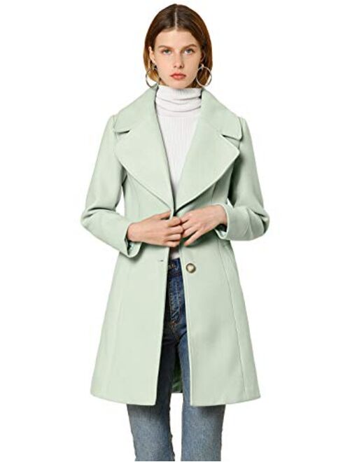 Allegra K Women's Elegant Notched Lapel Button Single Breasted Winter Coat