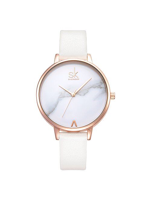 SHENGKE Women Watches Leather Band Luxury Quartz Watches Girls Ladies Wristwatch Relogio Feminino