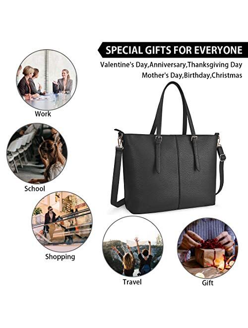 Laptop Tote Bag for Women 15.6 Inch Leather Computer Laptop Bag Office Work Bag