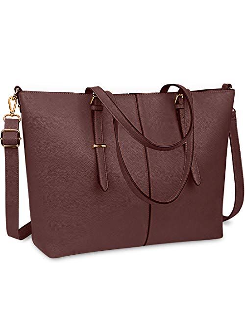 Laptop Tote Bag for Women 15.6 Inch Leather Computer Laptop Bag Office Work Bag